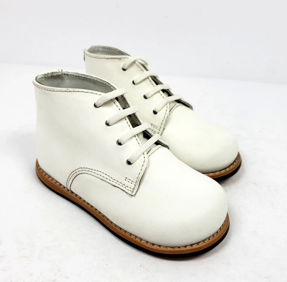 Josmo Walker Unisex Baby Size 6.5 White Genuine Leather First Walker Infant Shoe